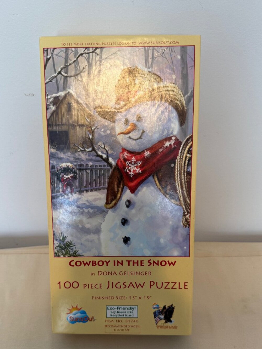 Dona Gelsinger "Cowboy in the Snow" 100 Piece Puzzle